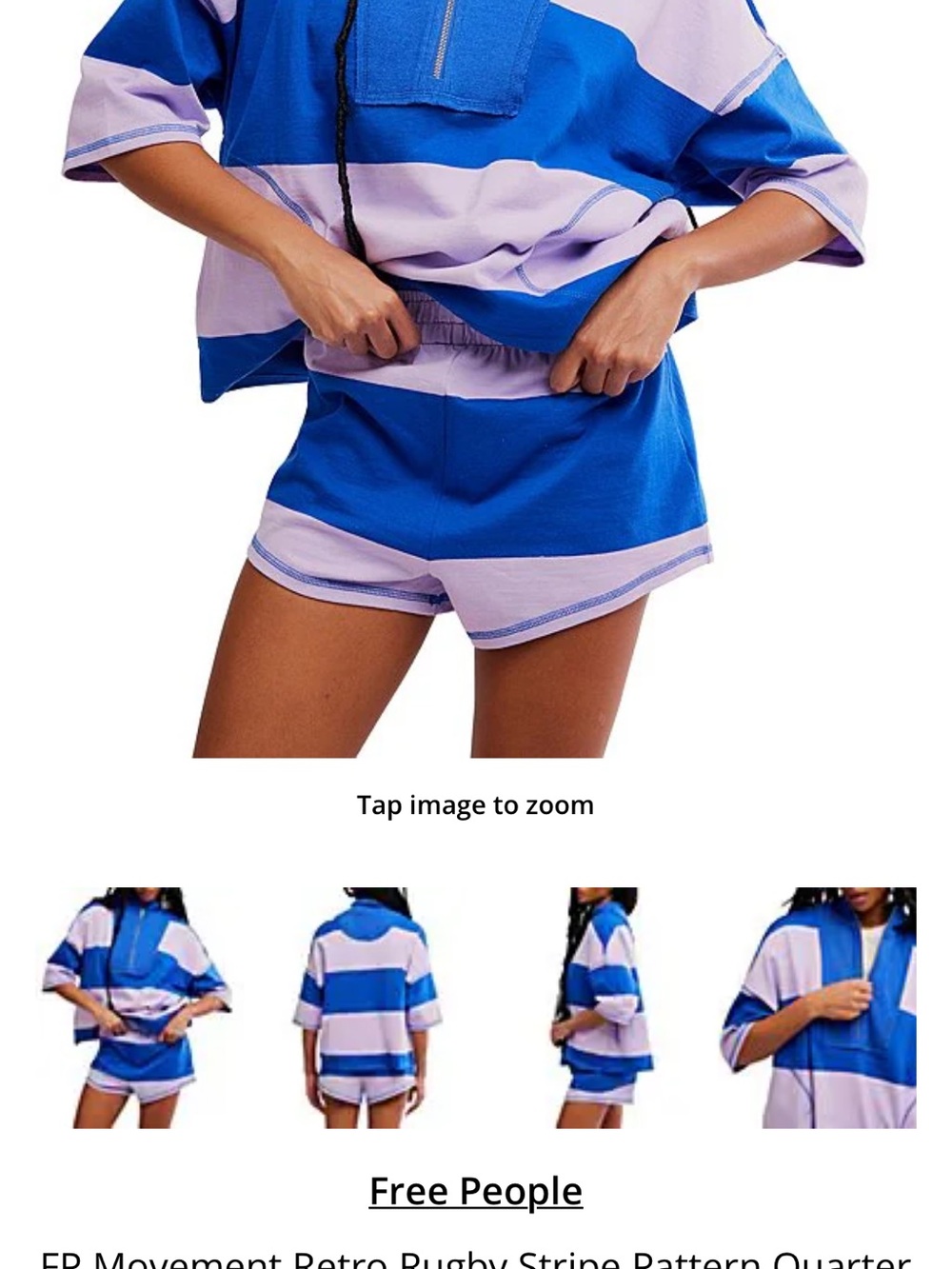 Free People Blue and Lavender Striped Rugby Two-Piece Set